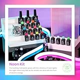 beetles Gel Polish Set 23Pcs Neon Gel Nail Polish Kit with 3Pcs Base Gel Top Coat, Orange Blue Hot Pink Magenta Lemon Green Colors Nail Gel Polish Soak Off UV Manicure Rainbow Nail