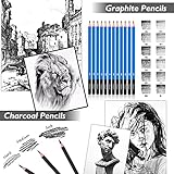 Caliart 176PCS Art Supplies Sketching Kit with 100 Sheets 3-Color Sketch Book, Graphite Colored Charcoal Watercolor & Metallic Pencils, School Supplies Gifts for Artists Adults Teens Girls Boys Kids