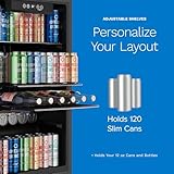 hOmeLabs Beverage Refrigerator and Cooler - Mini Fridge with Glass Door for Soda Beer or Wine - 120 Cans Capacity - Small Drink Dispenser Machine for Office or Bar with Adjustable Removable Shelves