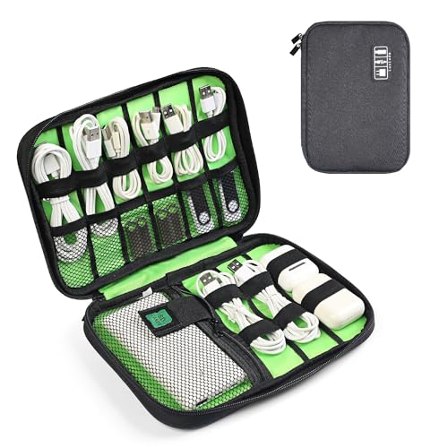 Luxtude Cord Organizer Travel, Cable Organizer Bag, Portable Electronics Organizer, Travel Essentials for Cord Storage/Charger Storage/Cable Storage (Single Layer, Black, Small)