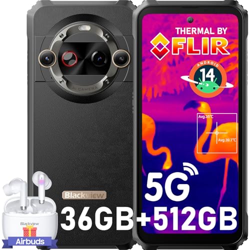 Blackview BL9000 Pro 5G Rugged Smartphone (FLIR Thermal Imaging Camera), 36GB +512GB Rugged Phone, Android 14, 50MP+50MP Camera, Dual 5G, 120Hz 6.78"FHD+ Display, 120W+8800mAh Battery, NFC/GPS/WiFi 6