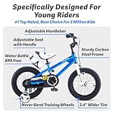 RoyalBaby Freestyle Kids Bike 14 Inch Childrens Bicycle with Training Wheels Toddlers Boys Girls Beginners Ages 3-5 Years, Blue