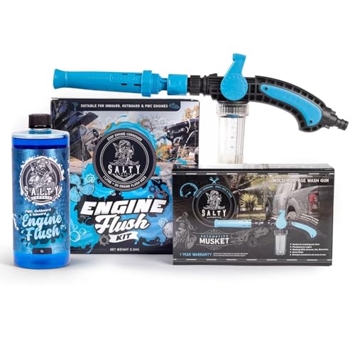 Salty Captain Marine Engine Flush Kit - Clean, Optimize & Protect Jet Ski Engine Cooling System & Exhausts, Universal Motor Flush Adapter & Outboard Boat Performance Maintenance Solution
