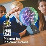 Katzco Colorful Plasma Ball - 8 Inch Static Electricity in a Vacuum Pressurized Glass Globe - Multicolored, Nebula, Thunder Lightning, Plug-in for Parties, Decorations, Prop, Home, STEM