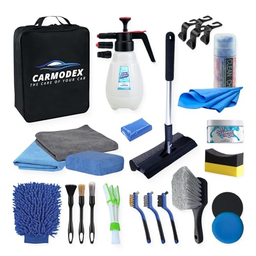 Carmodex Car Wash Cleaning Kit, Manual Foam Sprayer, Premium Brushes, Professional Interior/Exterior Car Detailing Kit – Car Care Gift Tool Set for Women and Men, Car Cleaning Kit for Vehicles