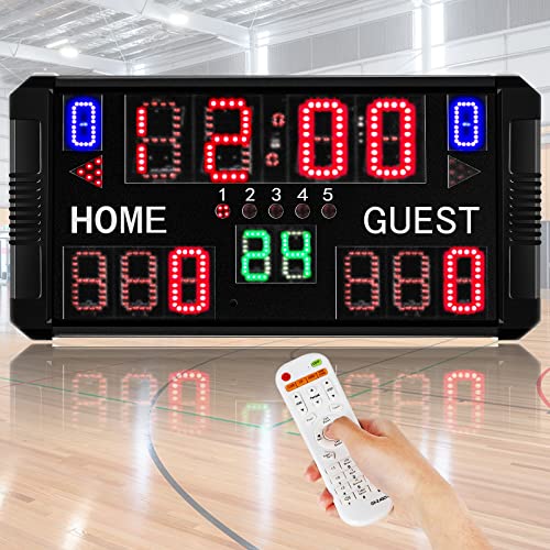 Spolehli Football Scoreboard Basketball Scoreboard 14/24s Shot Portable Multisport Scoreboard Wall-Mount Digital Electronic Scoreboard for Football Basketball Table Tennis Baseball Soccer Volleyball