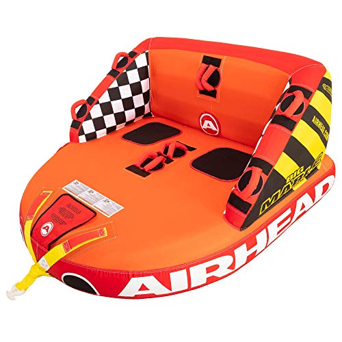 Airhead Big Mable, 1-2 Rider - Inflatable Towable Tube for Boating and Water Sports, Heavy Duty Full Nylon Cover & Zipper with EVA Foam Padding, Easy Inflating & Deflating
