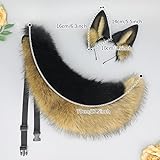 JUNBOON Black Wolf Ears Headband Fluffy Long Dog Tail Costume Accessory Cosplay Dress up Headdress