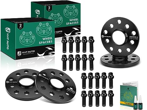 YHTAUTO 5x100/5x112mm Hub Bore Wheel Spacers 10 mm Compatible with Audi, Volkswagen Models, A4, TT, Jetta, Passat, Golf Tire Spacers w/ M14x1.5 Studs, 57.1mm Hub Bore 5 Lug 4PCS Spacer