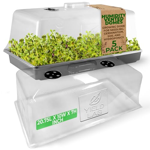 Yield Lab 7 Inch Propagation Dome - 5 Pack Humidity Vented Domes – Plant Growing Dome for Seedling, Germination, Soil & Hydroponic Horticulture