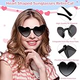 BOUBONI 12 Pack Black Heart Sunglasses Vintage Heart Shaped Glasses Bulk Bachelorette Sunglasses for Women Wedding Party Supplies Favor