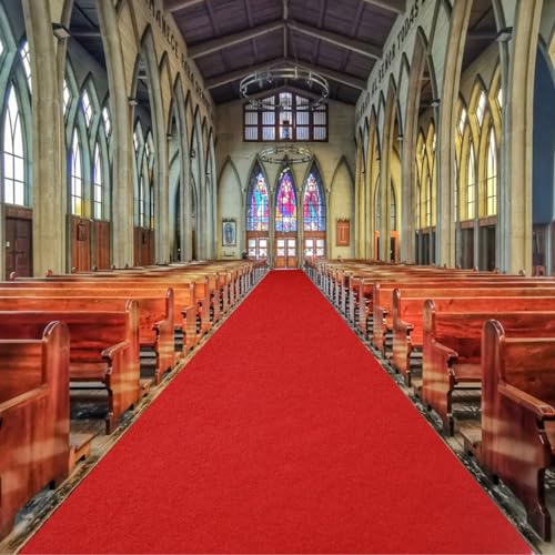 4ft x 30ft Red Carpet Runner for Party,Anti Slip Thickening 350 GSM Non-Woven Polyester Fabric Aisle Runner for Wedding Ceremony, Red Runner Carpet for Graduation Ceremony Prom