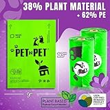 Pet N Pet 1080 Counts Green Poop Bags for Dogs, 38% Plant Based & 62% PE Extra Thick Dog Poop Bags Rolls, 9" x 13", Lavender Scented Pet Waste Bag