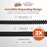 Flexi Hose Lightweight Expandable Garden Hose, No-Kink Flexibility, 3/4 Inch Solid Brass Fittings and Double Latex Core (100 FT, Black)