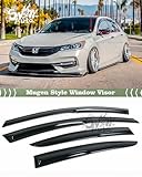 Syon Auto FITS 2013-2017 Honda Accord JDM 3D Wavy Mugen Style Window Visor RAIN Guard Vent