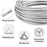 Shineyoo 1/8" Wire Rope Kit，Steel Wire Cable，200FT Turnbuckles for Cables Wire，Vinyl Coated Stainless Steel Cable Wire for Outdoor,Garden,Kitchen,Craft with Turnbuckle