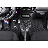 LCMOMBAK Leather Car Floor Mats for Smart 453 Fortwo 2015-2020, Front Waterproof Floor Mats Full Coverage Car Mats Non-Slip All-Weather Car Carpet Mats Accessories,Normal-Black1