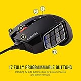 Corsair SCIMITAR RGB ELITE Gaming Mouse For MOBA, MMO - 18,000 DPI - 17 Progammable Buttons - iCUE Compatible - Black