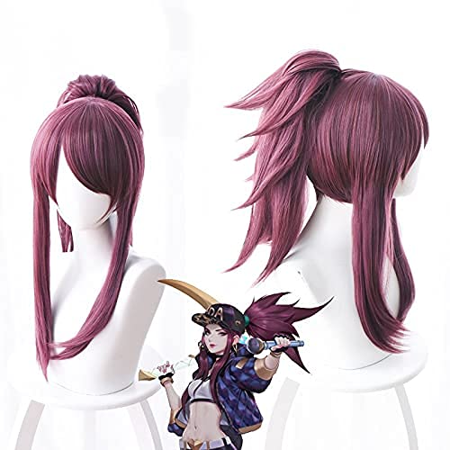 OWOISS Lol Skin K/Da Wigs Akali Cosplay Wig Game Lol Kda Mixed Purple Heat Resistant Synthetic Hair Anime Costume Wig Perucas