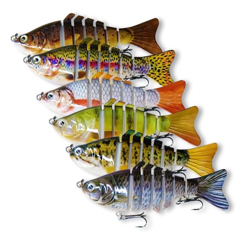 6PCS Fishing Lures for Freshwater and Saltwater with case,Slow Sinking Multi Jointed Swimbaits, Lifelike Lures for Bass Trout Crappie Walleye Pike