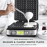 GreenPan Elite 4-Square Belgian & Classic Waffle Iron, Healthy Ceramic Nonstick Aluminum Dishwasher Safe Plates, Adjustable Shade/Crunch Control, Wont Overflow, Easy Cleanup Breakfast, PFAS-Free,Black