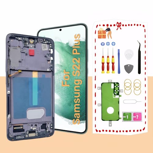 OLED Galaxy S22 Plus LCD Screen Replacement for Samsung Galaxy S22 Plus 5G Touch Digitizer Display Screen Assembly with Frame S22+ S906U S906B Black Support Fingerprint