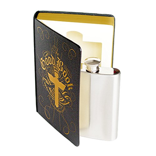 Suck UK Bible Flask - Fake Book - Funny Novelty Gift for Men & Drinker - Hidden Alcohol Container - Good Book Secret Hip Flask - Festival Drink Smuggler - Discreet Holy Water Booze in Hollowed Book