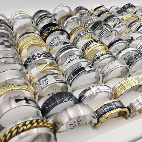 30pcs Stainless Steel Jewelry Wholesale Bulk Lots Mixed Boutique Mens Rings