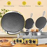 Dyna-Living Waffle Cone Maker Commercial 2400W Professional Ice Cream Cone Waffle Maker Machine, Electric Commercial Waffle Cone Maker Machine Stainless Steel Round Waffle Cone Iron, Non-stick Coating