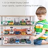 Model Car Display case 1/32 Scale with LED Light and Acrylic Dust Cover Hot Wheels diecast Model Car Display Stand,Wooden Parking lot Garage Scene Collectible Toys Car Model Display Stand