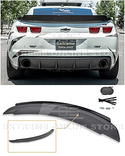 for 2010-2013 Chevrrolet Camaro | EOS ZL1 Style Rear Trunk Lid Wing Spoiler with Aluminum Glossy Black Center WickerBill Insert (ABS Plastic - Matte Black)