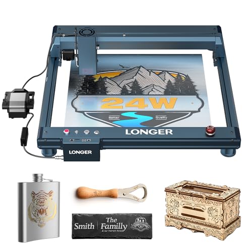 Longer Laser B1 Engraver, with 24000mW Laser Output Power and an Automatic air Assist Pump, Laser B1 is a DIY Precision Laser Cutting Machine, Featuring a high Speed of 36000mm/min, Laser Class 2