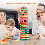 Coogam Wooden Blocks Stacking Game with Storage Bag, Toppling Colorful Tower Building Blocks Balancing Puzzles Montessori Toys Learning Sorting Family Games Educational Toys Gifts for Kids