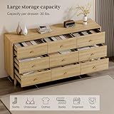 Chrangmay 9 Drawer Dresser,63" Wide Mid Century Modern Chest of Drawers,Wooden Bedroom Drawer Dresser with 9 Storage Drawers for Bedroom, Living Room,with Anti-Tipping Device,Wood