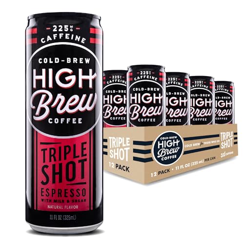 High Brew Coffee, Triple Shot Espresso, Cold Brew Coffee, 11 Fl Oz, Ready-To-Drink (Pack of 12)