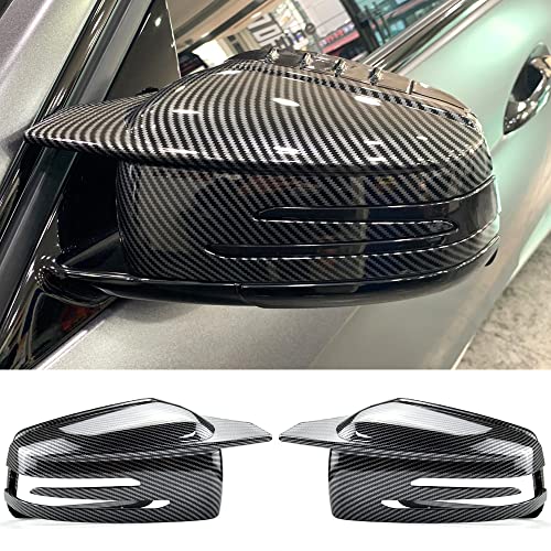 Fouedy Side Mirror Cap Covers For Mercedes Benz W176 W246 W212 W204 C117 X156 X204 W221 C218 A B C E S CLA GLA GLK Class Black Replace (Carbon fiber)