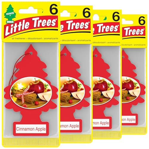 LITTLE TREES Air Fresheners Car Air Freshener. Hanging Tree Provides Long Lasting Scent for Auto or Home. Cinnamon Apple, 24 Air Fresheners