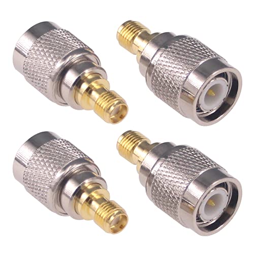 RFaha 4pcs TNC Male to SMA Female RF Coaxial Coax Adapter SMA to TNC Connector(F154-4)