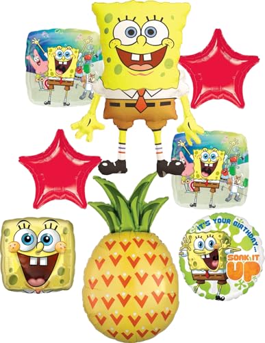 Spongebobs Birthday Party Supplies 8pc Pineapple Foil Balloon Bouquet Decorations