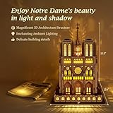 FUNPOLA LED 3D Wood Puzzle - Notre Dame de Paris Architecture Model-Night Edition with LED Lighting- DIY Building Model Craft Kit, Architecture Building Set