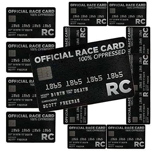 SameeFloral [10pcs] Official Race Card 100% Oppressed Embossed, White Privilege Card Without Trump Without Website Trumps Everything Credit Card, Black