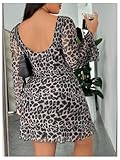 MakeMeChic Women's Plus Size Leopard Print Dress Bell Sleeve Cheetah Print Dress Y2K Mesh Backless Mini Dresses Multicolor Large Plus