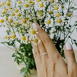 MILACOLATO 925 Sterling Silver Ring 18K Gold Plated Daisy Flower Ring White Cubic Zirconia Polished Comfort Fit Sunflower Stacking Statement Wedding Band Ring for Women, Size 8.5