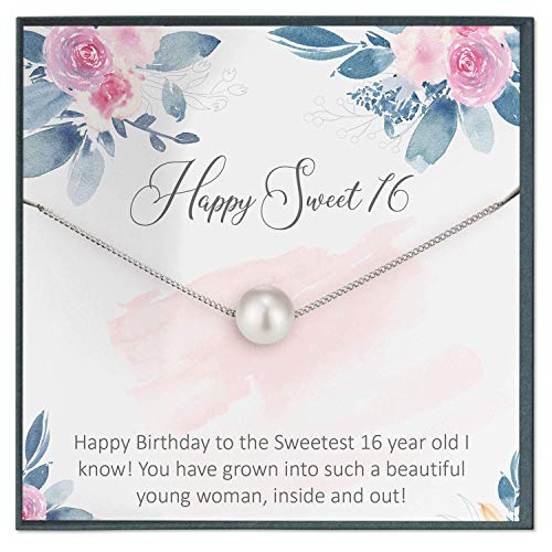 Sweet Sixteen Gifts for Sweet 16 Birthday Gifts for Teenage Girl Sixteen Birthday Necklace 16th Birthday Gifts for 16 Year Old Girl Swarovski Pearl Necklace