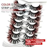 IFSOWDRA Colored Lashes Mink D Curl Color Red Lashes Strip 20mm/3D Mink Lashes Pack Wispy Dramatic Long Colorful False Eyelashes Natural Look