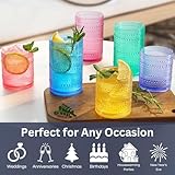 Colored Reusable Plastic Drinking Glasses, Hobnail Shatterproof | 6X 10 OZ Lowball & 6X 13 OZ Highball | Tritan Tumblers, Acrylic Unbreakable, Dishwasher Safe Water Cups, BPA-free, Indoor, Outdoor