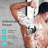 Silicone Back Scrubber for Shower, New Update Detachable Long Handle Body Brush, Loop Fin Bristles Loofah for Gentle Exfoliating, Deep Cleansing for All Skin Types, Shower Essential for Men and Women