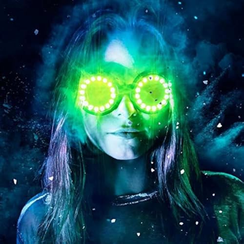 GloFX Full Color Programmable LED Goggles | 350 Modes | USB Rechargeable LED Light Up Rave Goggles | Perfect For EDM Music Festivals