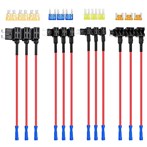 Nilight 12 Pack 12V Car Add-a-Circuit Fuse Tap Standard Mini Micro2 and Low Profile Taps 4 Types ATO ATC ATM APM Holder for Cars Trucks Boats