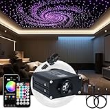 AKEPO 16W RGBW APP Twinkle Fiber Optic Lights, Music Activated 650pcs 0.03in 13.1ft/4m Optical Fiber Star Ceiling Light Kit for Car Headliner Star/Home